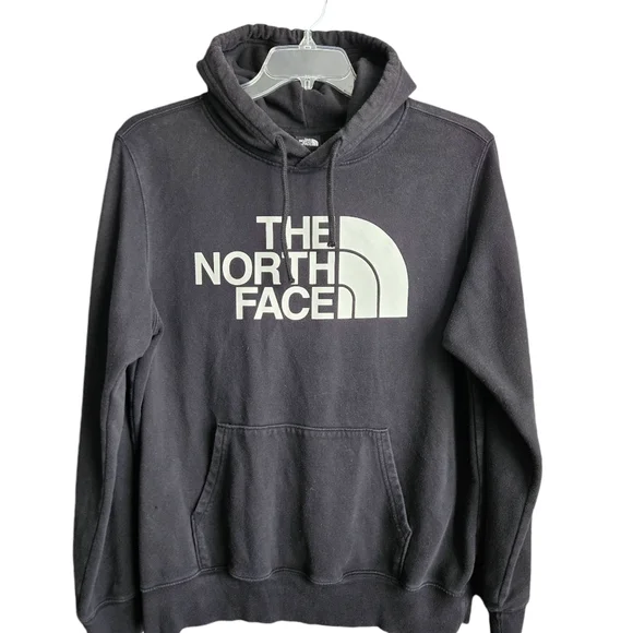 The North Face Hoodie Mens Large Black Pullover Pockets Logo Sweatshirt - Picture 2 of 9